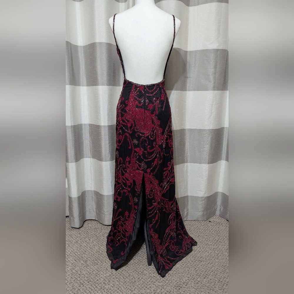Mia Bella Couture Stunning Beaded Embroidered Open Back Silk Evening Gown - Picture 8 of 16